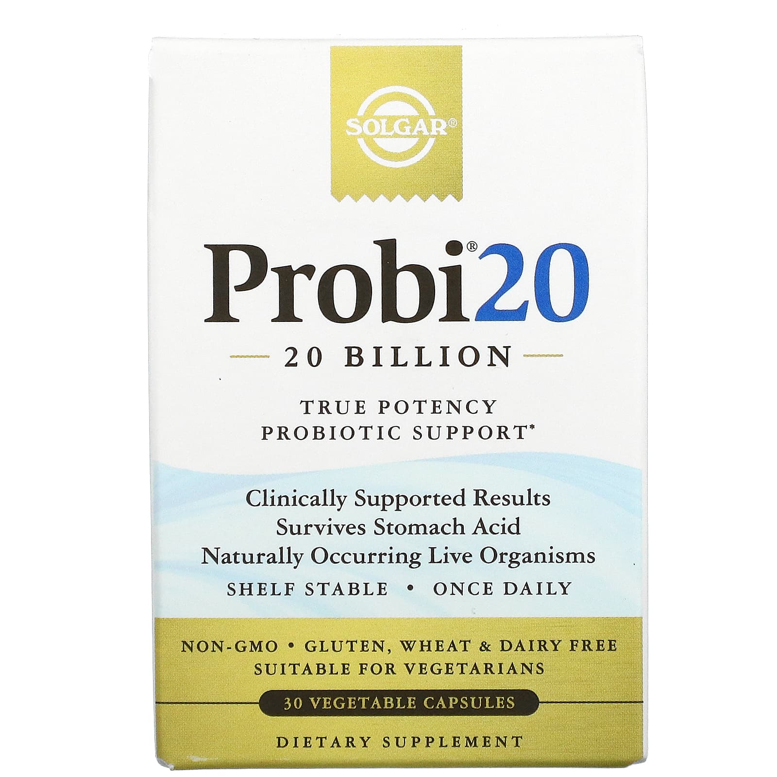 Solgar Probi20, 20 Billion, 30 Vegetable Capsules